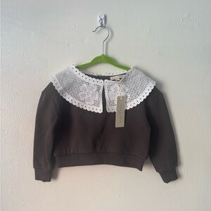 Copper Key Embroidered Collar Crewneck